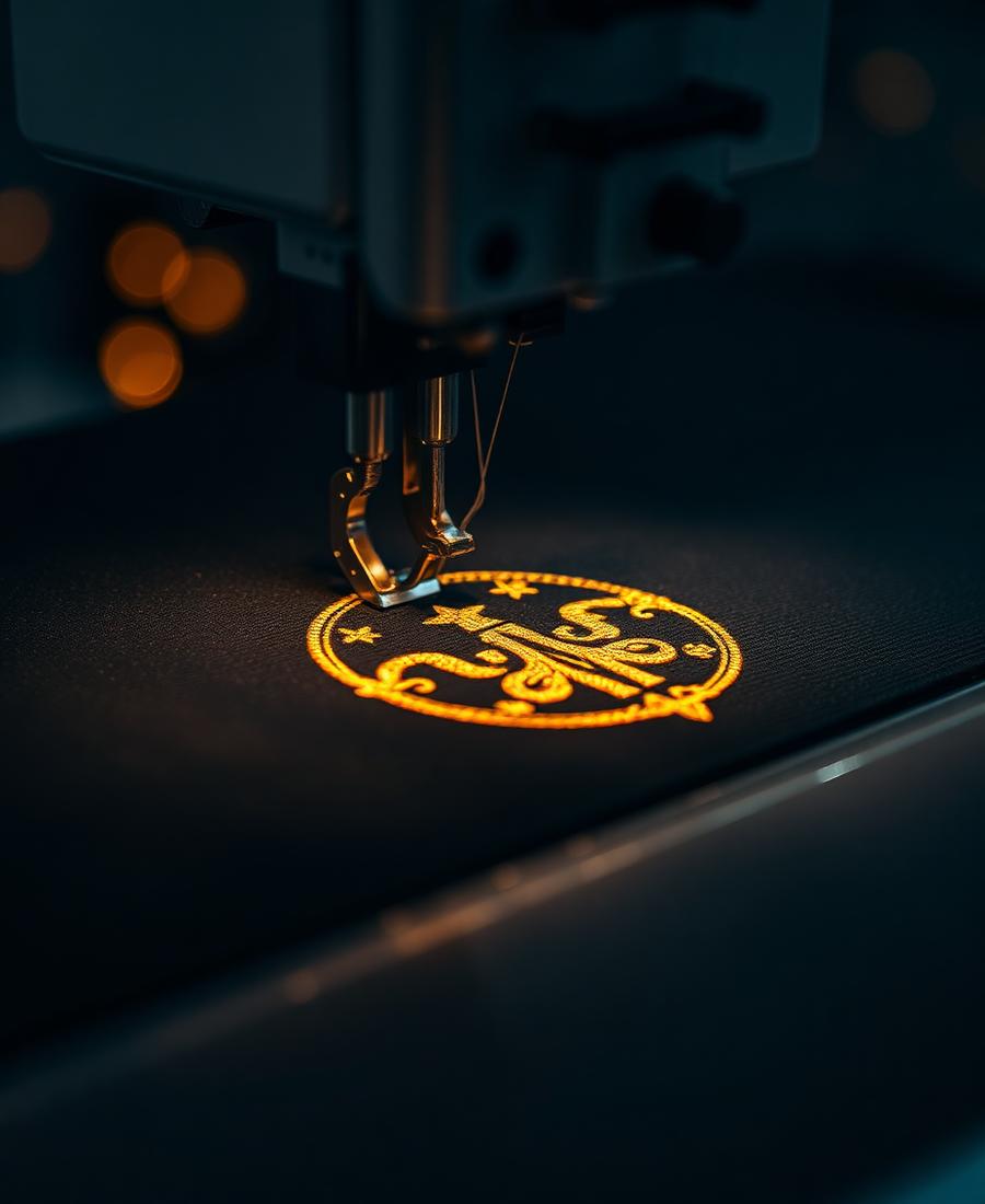 Gold thread embroidery close-up